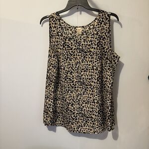 Vtg Faded Glory Woman Tank Top Leopard Animal Print 2X 18w-20w Chest 48" Preown